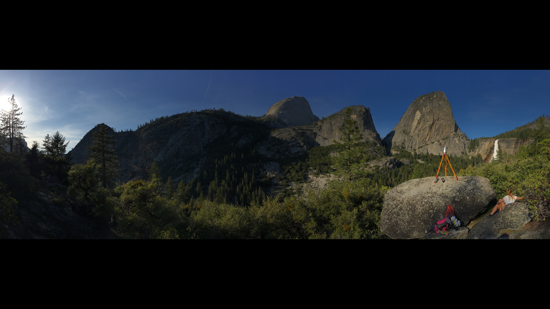 Long range 3D scanning above the Merced River looming across to Nevada Falls, Yosemite. © ScanLAB Projects