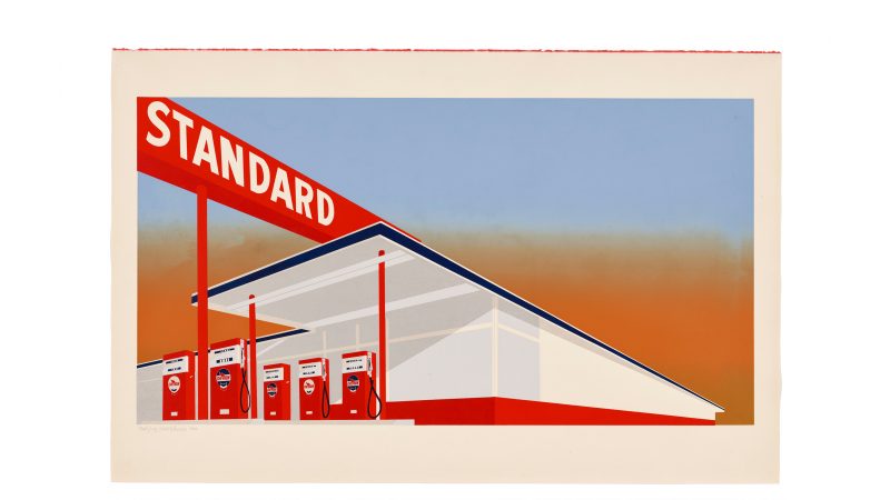 Ed Ruscha, Standard Station, 1966, Los Angeles County Museum of Art, Museum Acquisition Fund, photo © Museum Associates/LACMA