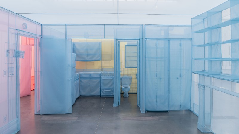 Do Ho Suh, 348 West 22nd Street, Apartment A, Unit-2, Corridor and Staircase (detail), 2011–15, Los Angeles County Museum of Art, anonymous gift, installation view, Do Ho Suh: 348 West 22nd Street, Los Angeles County Museum of Art, November 10, 2019—September 26, 2021, © Do Ho Suh, photo © Museum Associates/LACMA