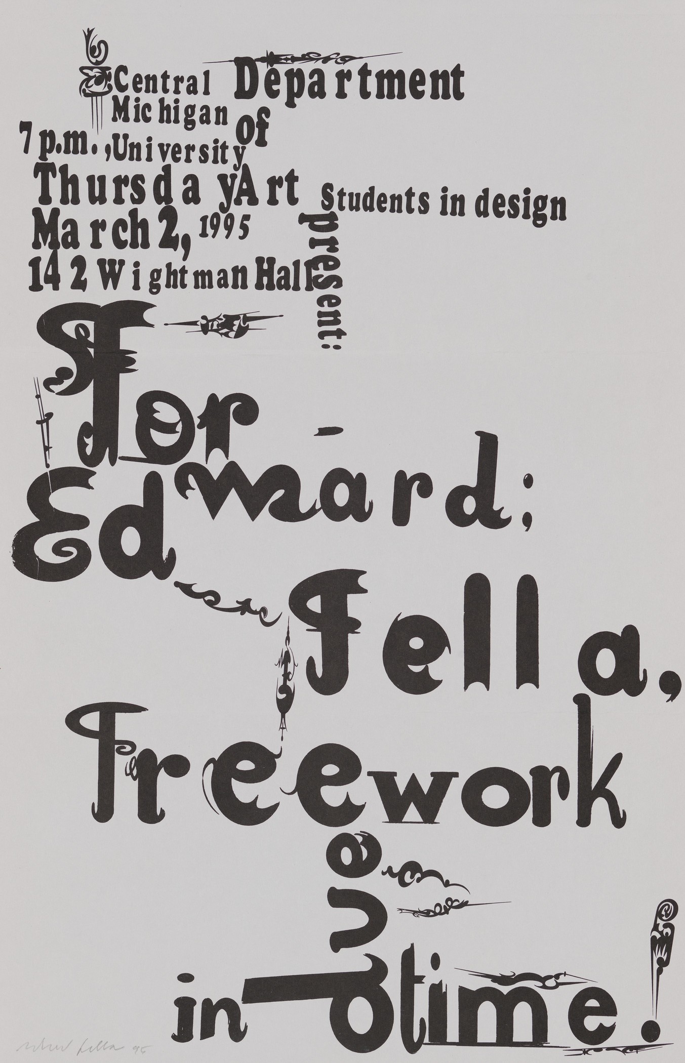 Image: Edward Fella, Flyer for lecture at Central Michigan University, 1995