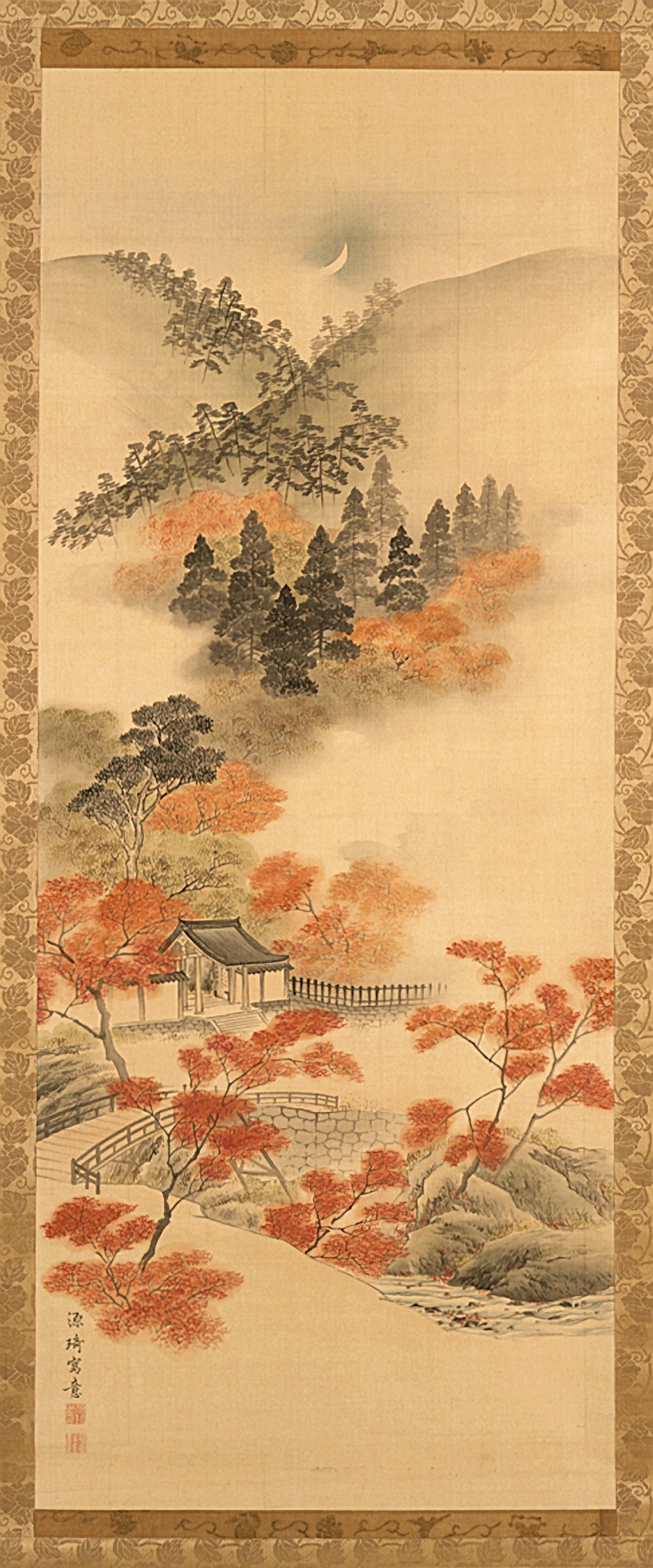 Image: Genki (Komai Ki), Snow, Moon, and Flowers: Maples at Takao, 18th century