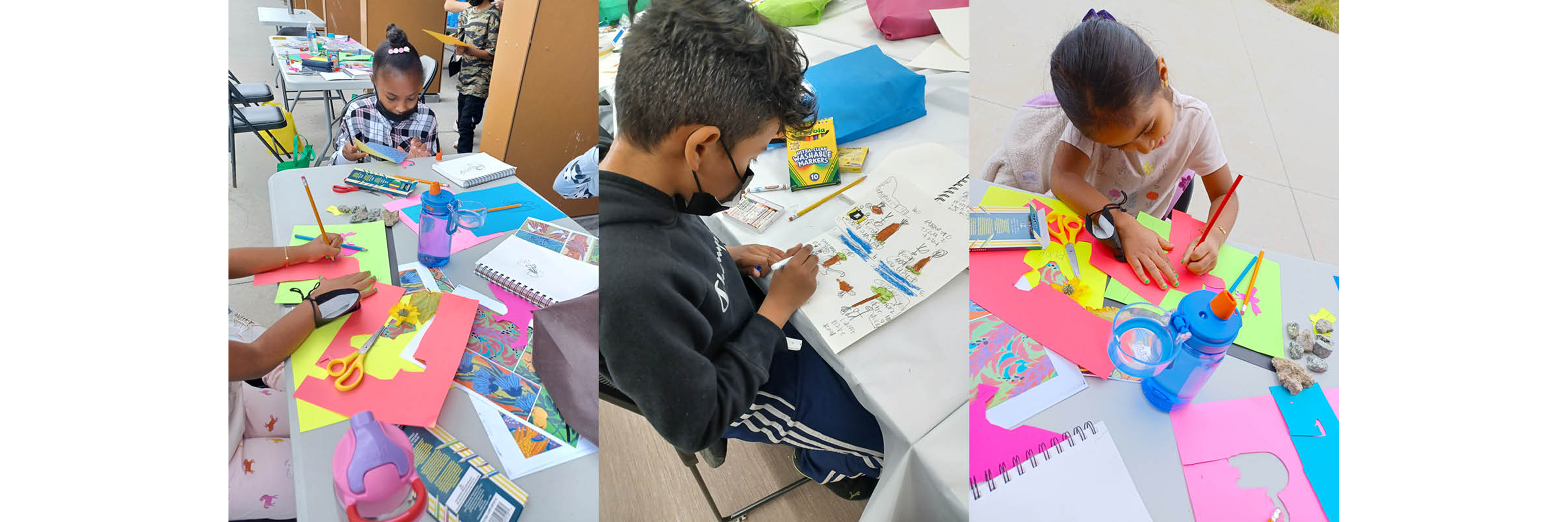 Images of children participating in art activities 