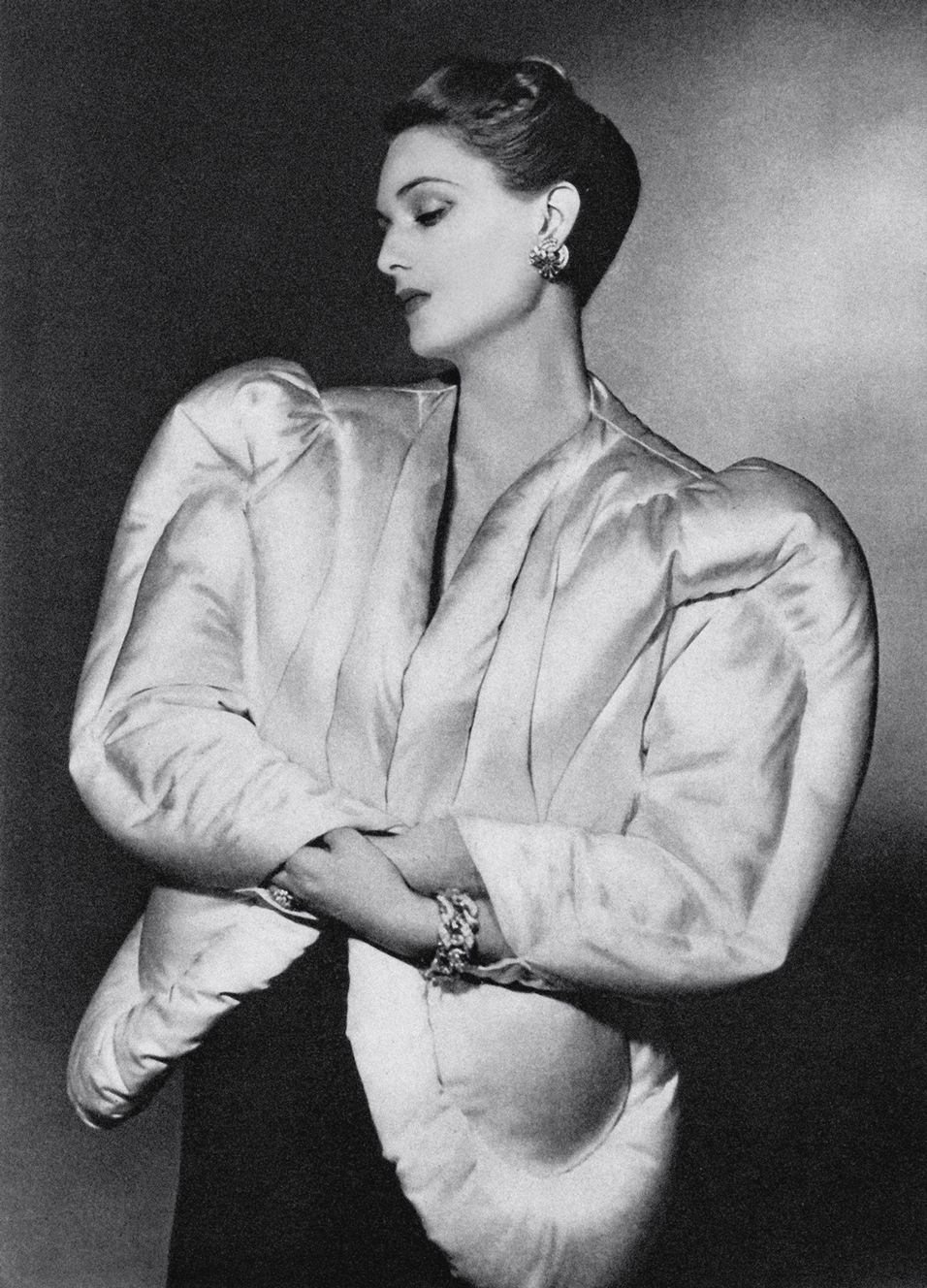 Evening jacket of quilted white satin, designed by Charles James, Paris, 1937