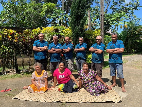 Back: Joji Marau Misaele, Kitione Caji, Misaele Tovolea, Matai Tomasi, Cama Vasa, Setareki Domonisere; front: Litiana Capetu, Luisa Vereivalu Marau, and Losalini Tayaco