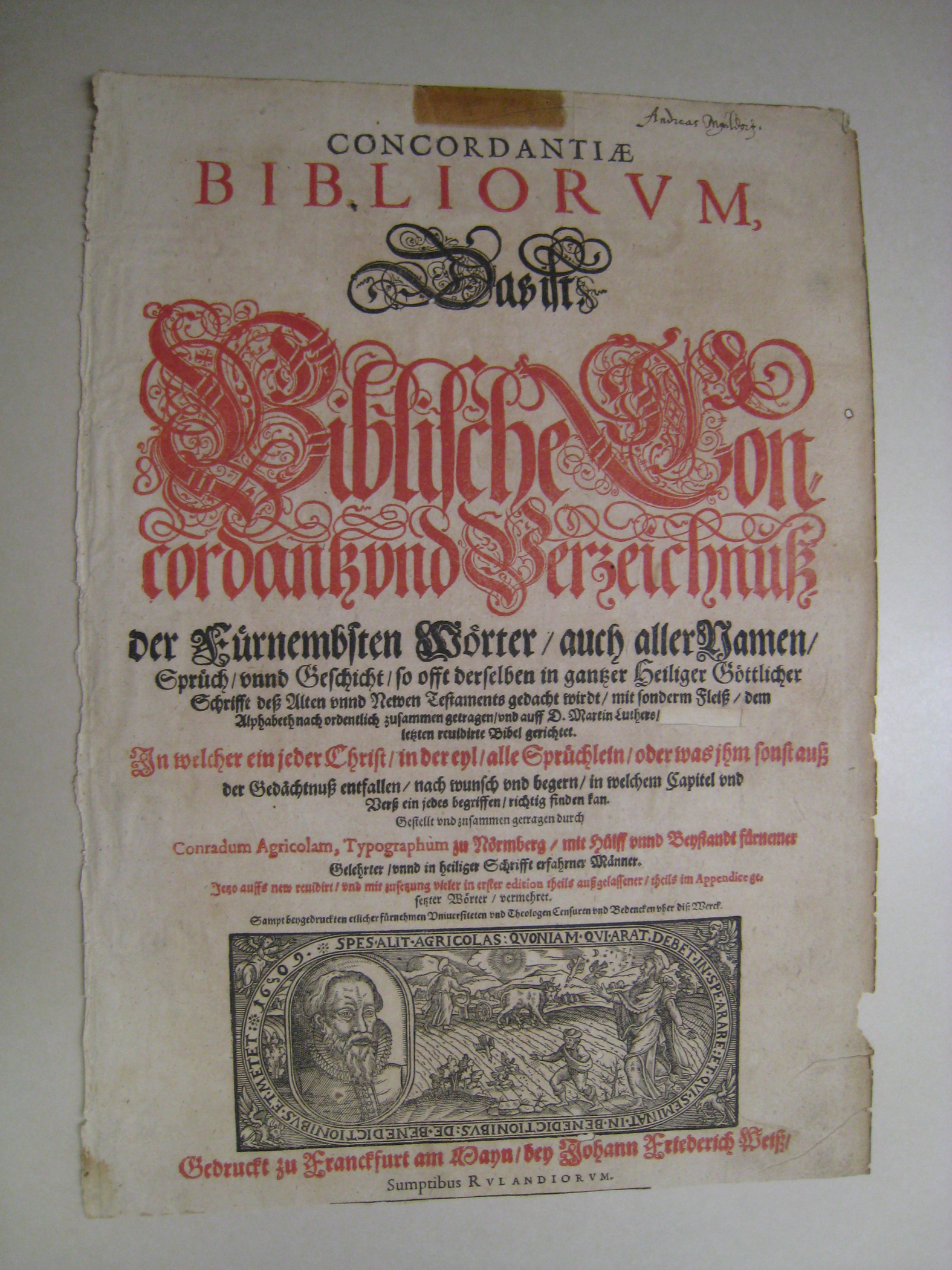 Title Page to Concordantiae Bibliorum, printed 1922
