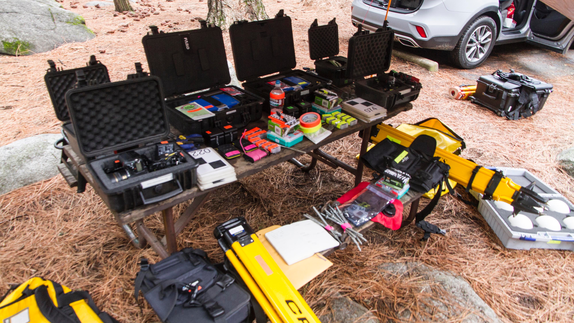 full expedition kit laid out ahead of the hike to Vernal Falls © ScanLAB Projects