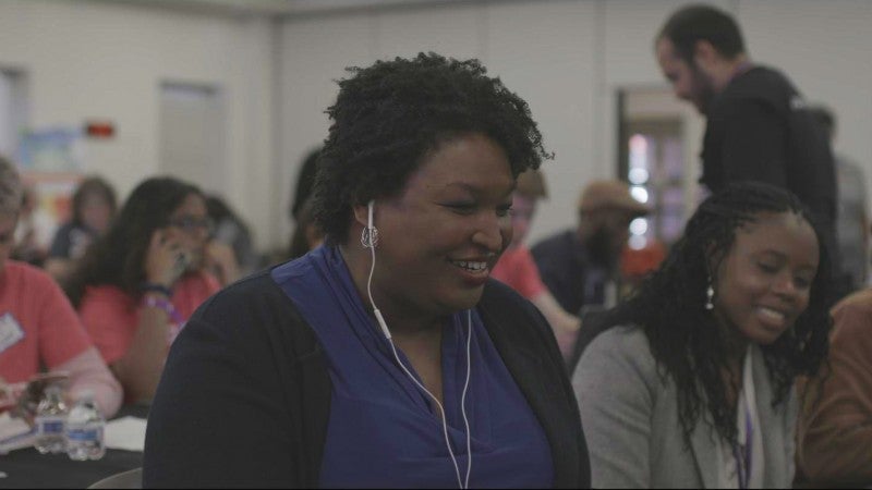 Stacey Abrams, phone banking 