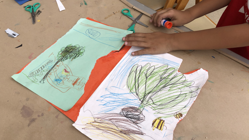 drawing of plant and bees