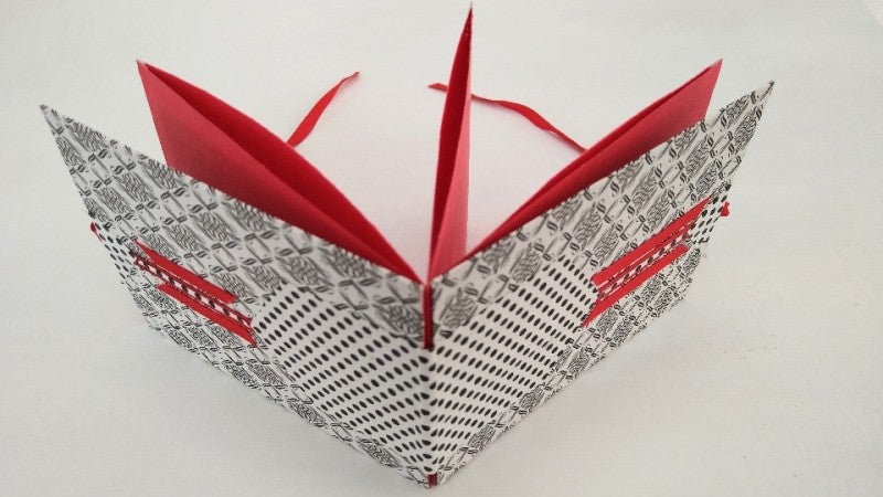 open book revealing accordion fold pages