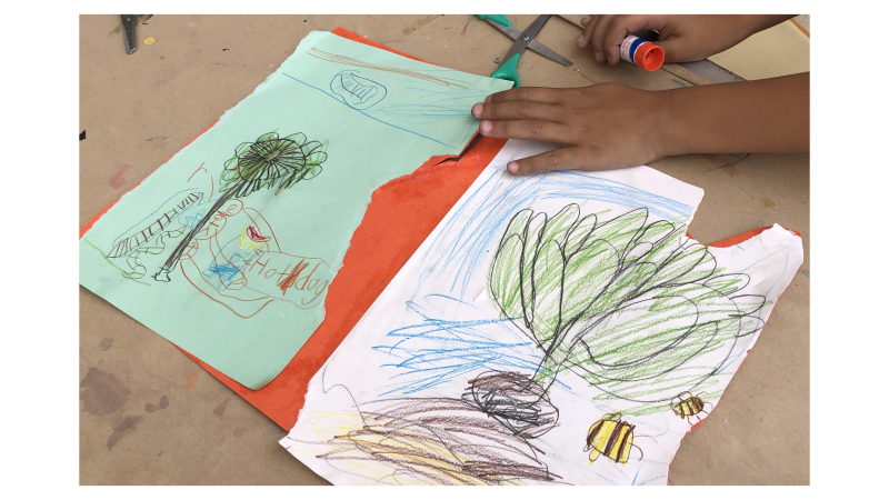 drawing of plant and bees