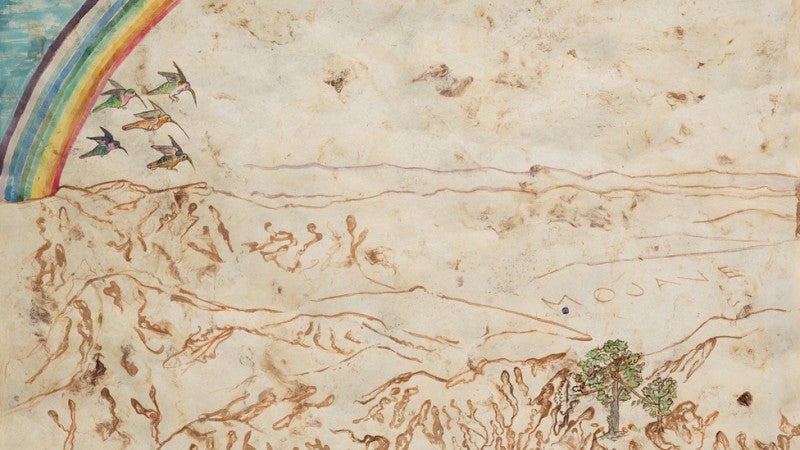 Rainbows, Grizzlies, and Snakes, Oh My! - Conquest Caging in Los Angeles (2019) (Arcoíris, osos pardos y serpientes, ¡ay!, de la conquista al enjaular en Los Ángeles), de Sandy Rodríguez, Los Angeles County Museum of Art, obra adquirida con fondos proporcionados por AHAN: Studio Forum, 2019 Art Here and Now, © Sandy Rodríguez, fotografía de J6 Creative