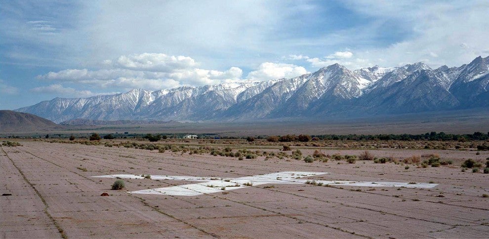 contemporary photo essays Andrew Freeman Abandoned runway, Manzanar Airport (from the X; N36°44.585’, W118°08.763’)