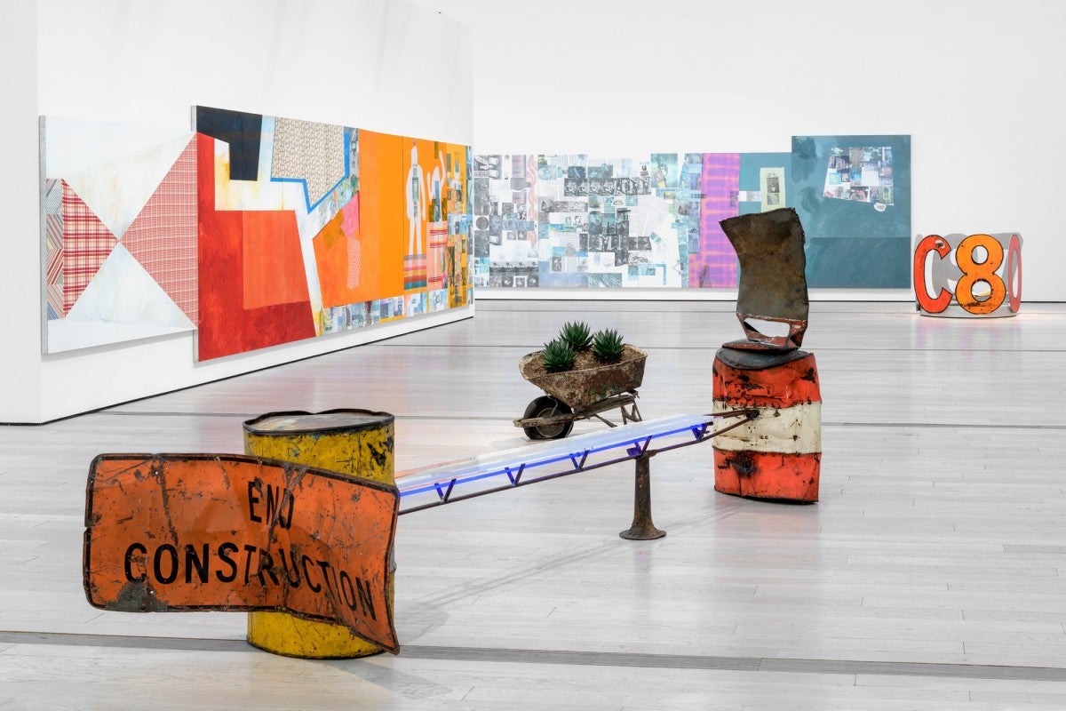 Image: Robert Rauschenberg, The 1/4 Mile or 2 Furlong Piece (detail), 1981–98, Robert Rauschenberg Foundation, installation view, Rauschenberg: The 1/4 Mile, Los Angeles County Museum of Art, October 28, 2018–June 9, 2019