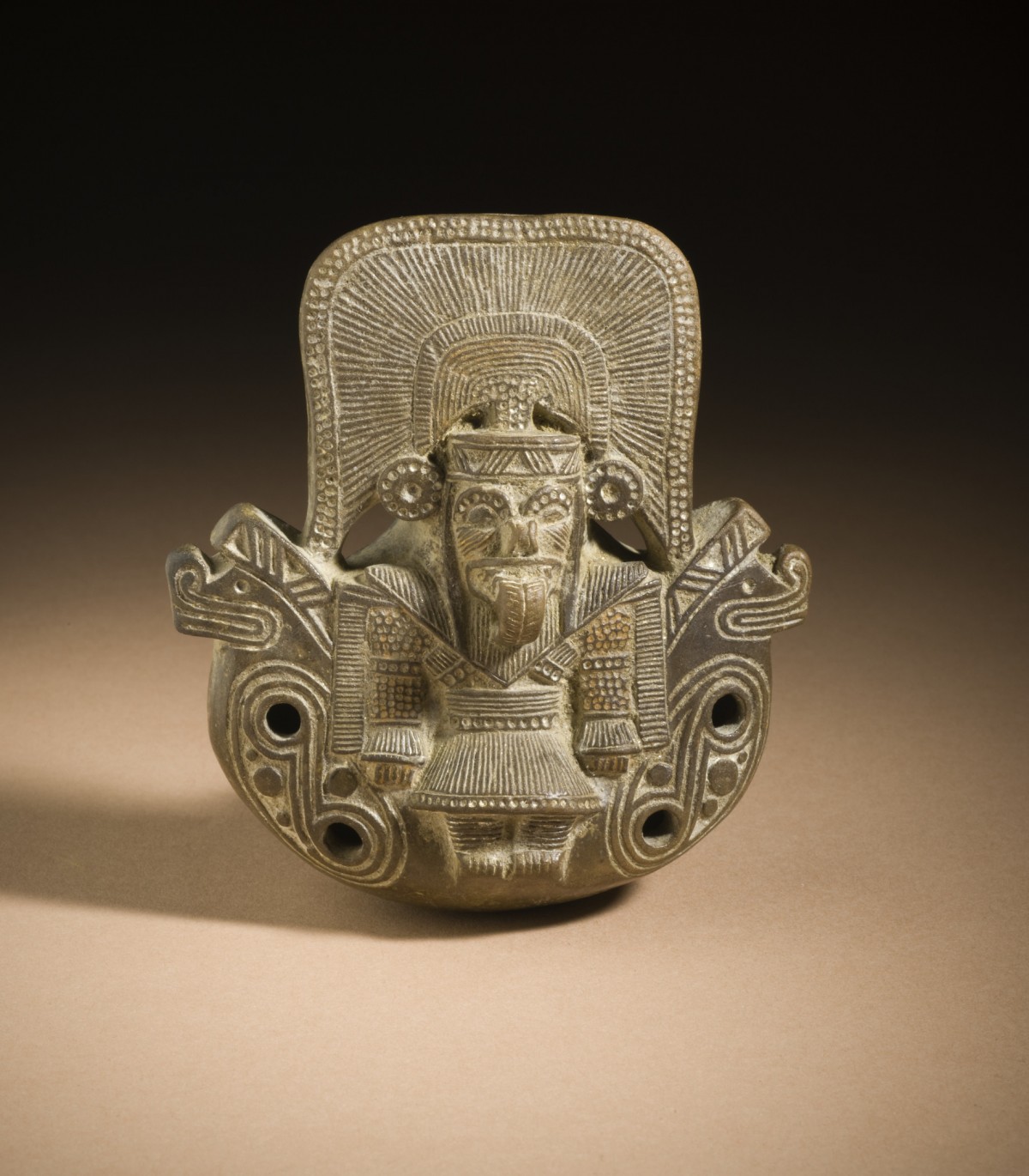 Image: Ocarina in the Form of a Dignitary on Double-Headed Serpent Throne, Colombia, Tairona, AD 800 - 1600