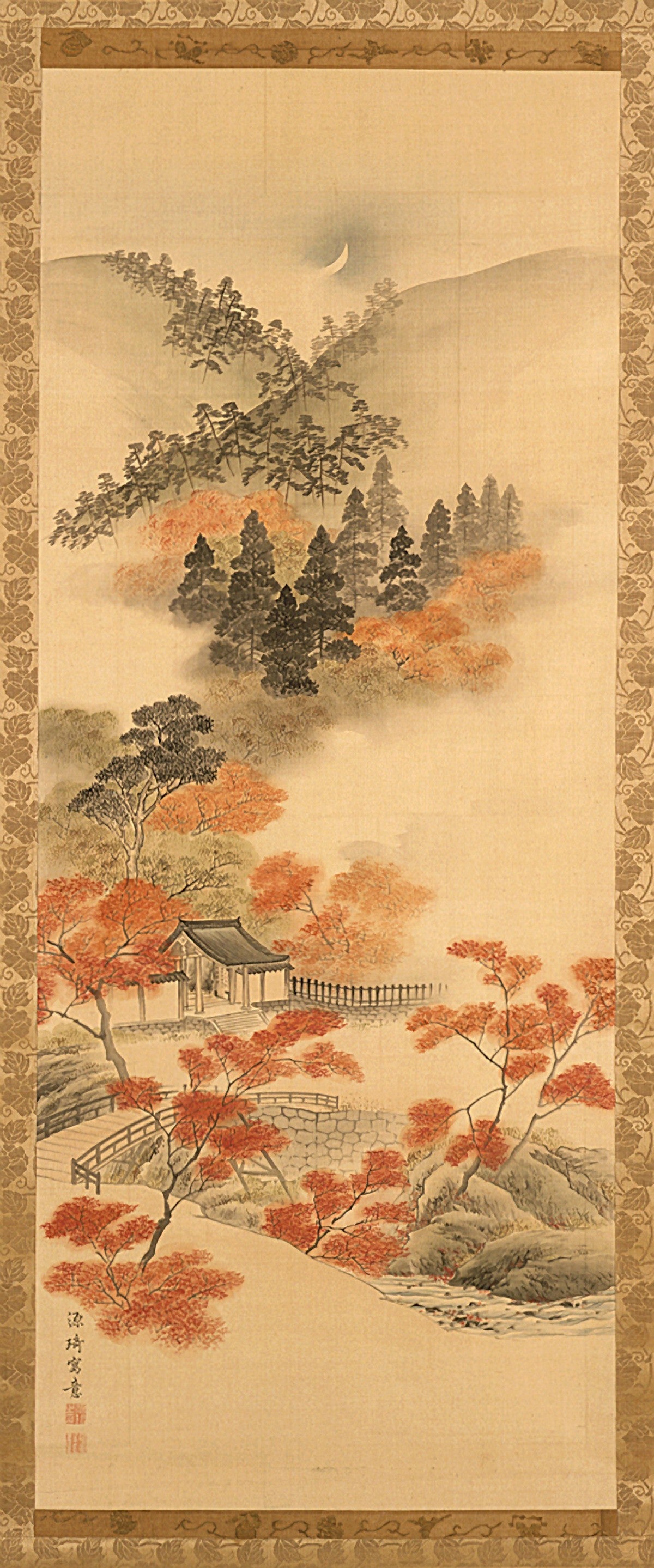 Image: Genki (Komai Ki), Snow, Moon, and Flowers: Maples at Takao, 18th century