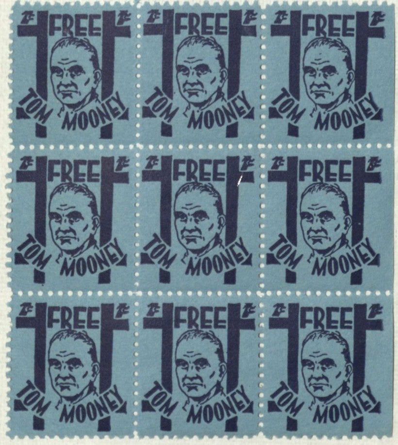 Protest stamps for Mooney, 1920–30s