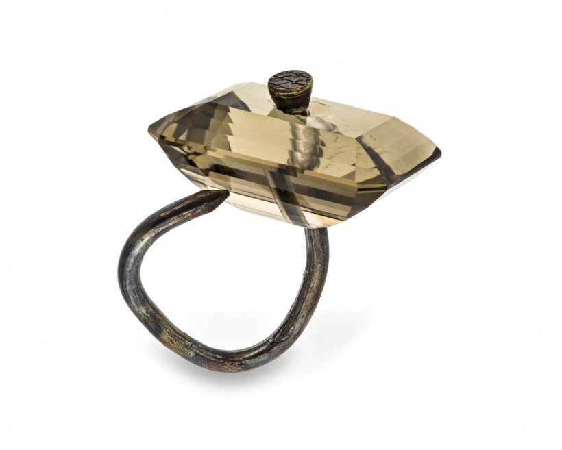 Image: Bernhard Schobinger, Smoky Quartz on Countersink Nail ring, 2010