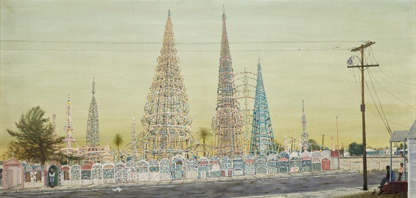 Image: Gloria Stuart, Watts Towers with Rodia in doorway