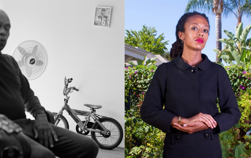 Image: Image (Left): Dannielle Bowman, Vision (Garage), 2019, Image (Right): Janna Ireland, The Black Suit, 2012