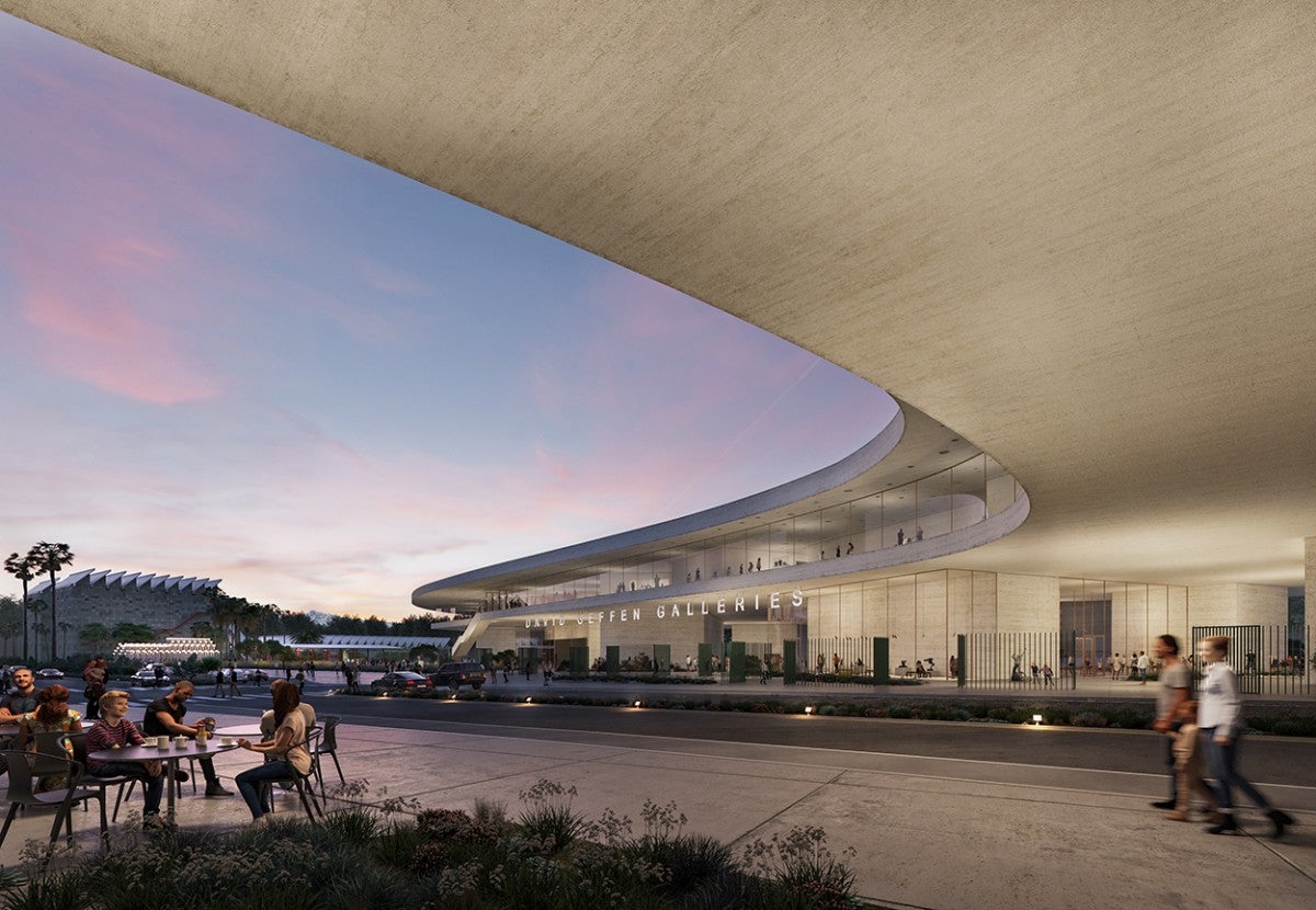 View northwest toward BCAM, Resnick Pavilion, Smidt Welcome Plaza, and Urban Light, Atelier Peter Zumthor & Partner/The Boundary