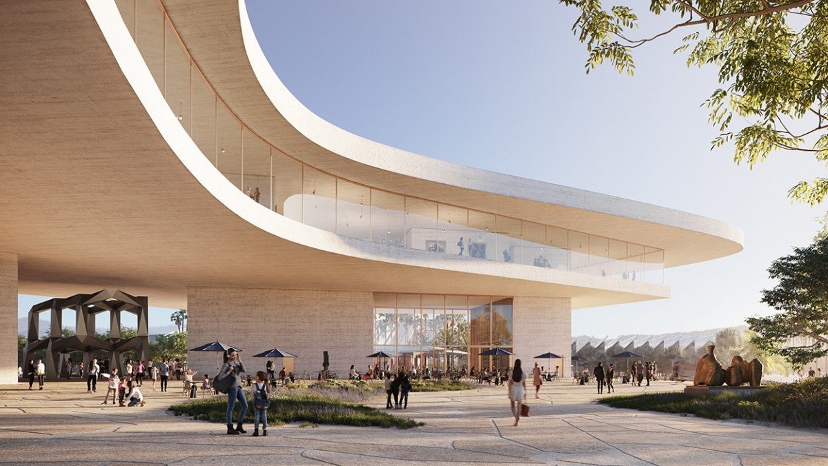 Exterior view west toward the Resnick Pavilion, Atelier Peter Zumthor & Partner/The Boundary