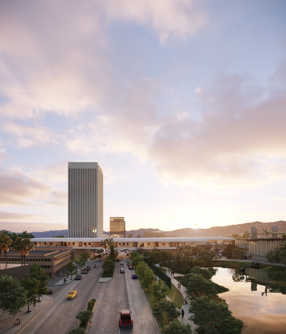 View west down Wilshire Boulevard, Atelier Peter Zumthor/The Boundary