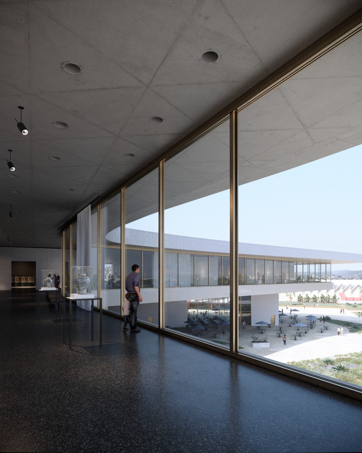 Terrace galleries facing west towards Resnick Pavilion, exhibition level, Atelier Peter Zumthor/The Boundary