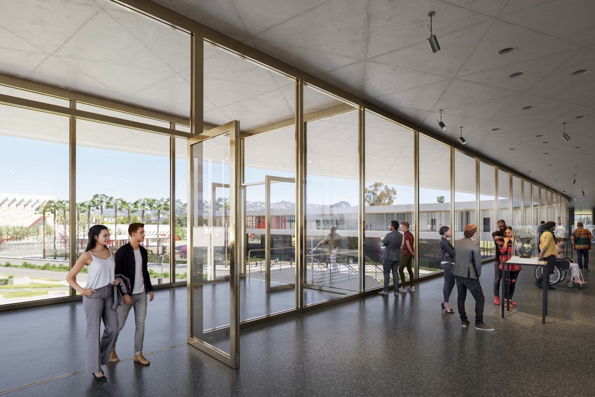 Terrace galleries facing west towards Resnick Pavilion, exhibition level, Atelier Peter Zumthor/The Boundary