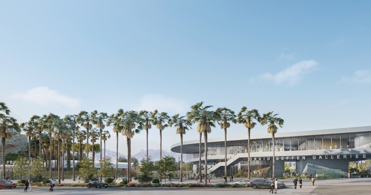 Exterior view north toward BCAM, Resnick Pavilion, Smidt Welcome Plaza, and Urban Light, Atelier Peter Zumthor/The Boundary