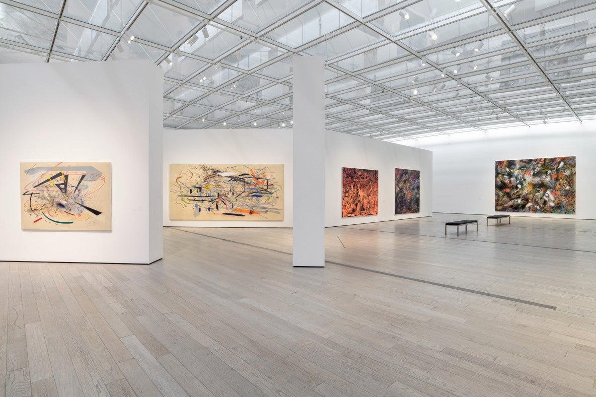 Installation photograph, Julie Mehretu, Los Angeles County Museum of Art, 2019–2020, art © Julie Mehretu, photo © Museum Associates/LACMA