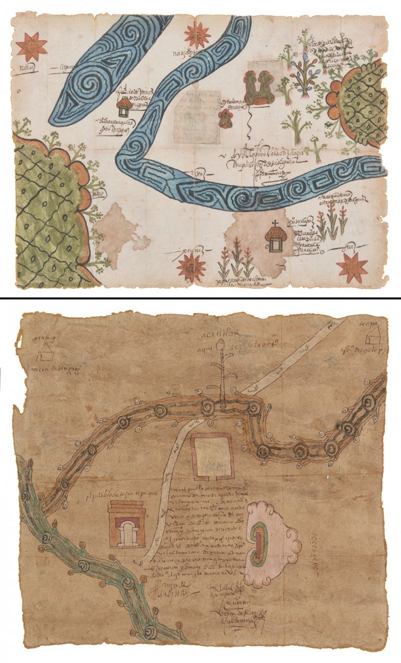 Map of Tezontepec, Hidalgo, 1571 (2021 copy), Map of Zolipa Misantla, Veracruz, 1573 (2021 copy)